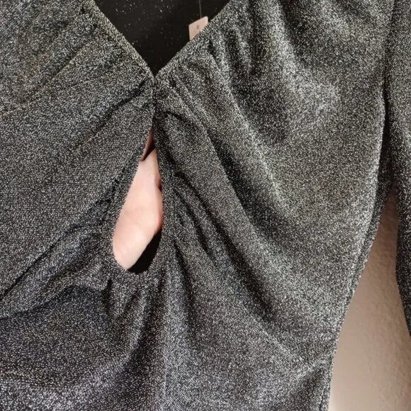 Bloomingdale's Metallic Mini Dress Silver/Black L NWT New Years 🎉🥂 - Picture 7 of 13